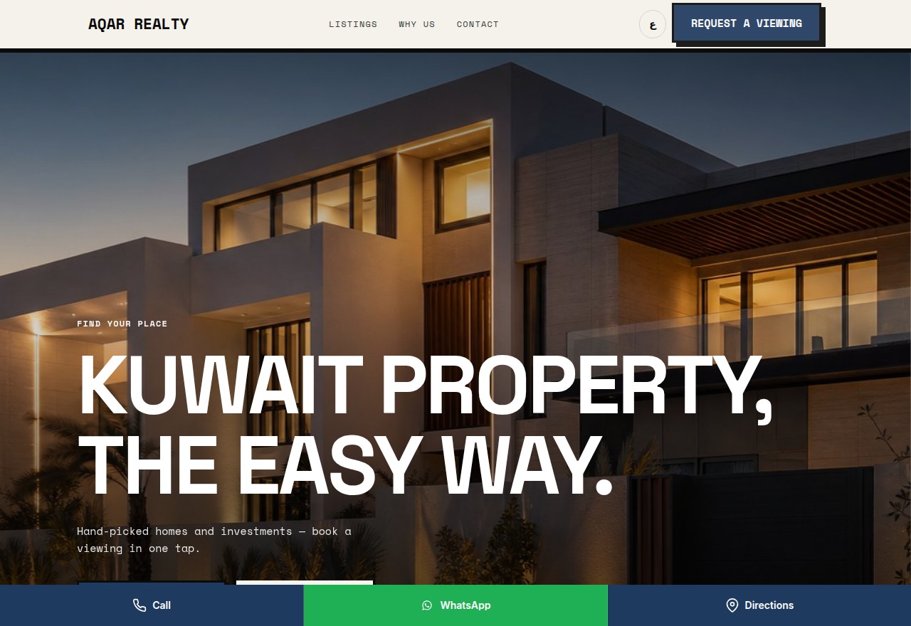 Aqar Realty — Real estate website built by Ajeeb