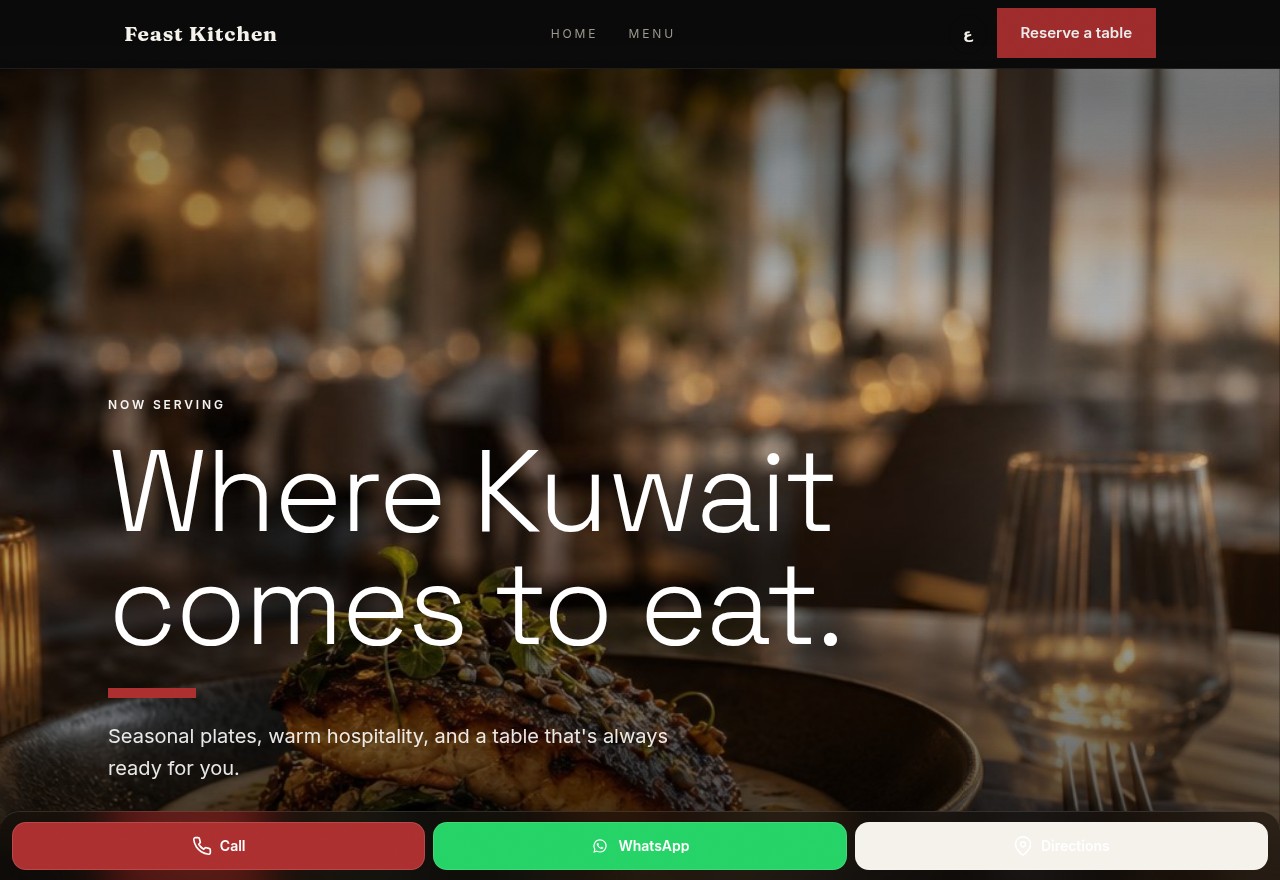 Feast Kitchen — Restaurant website built by Ajeeb