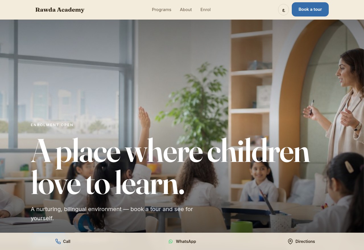 Rawda Academy — School website built by Ajeeb